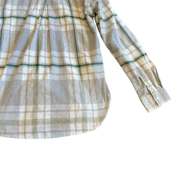 Panache Apparel Grey Plaid Button-Down Shirt Top Oversized Size Small Women's - Picture 11 of 13